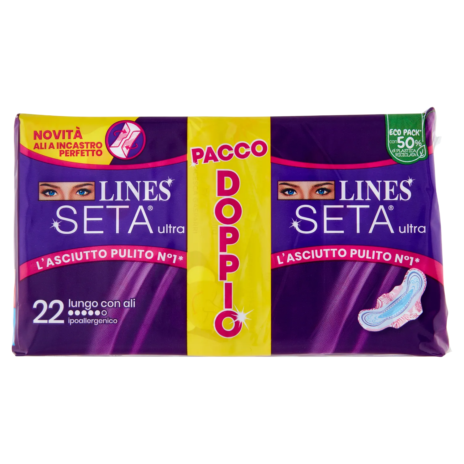 Lines Assorbenti Seta Ultra Lungo con Ali 16 pezzi