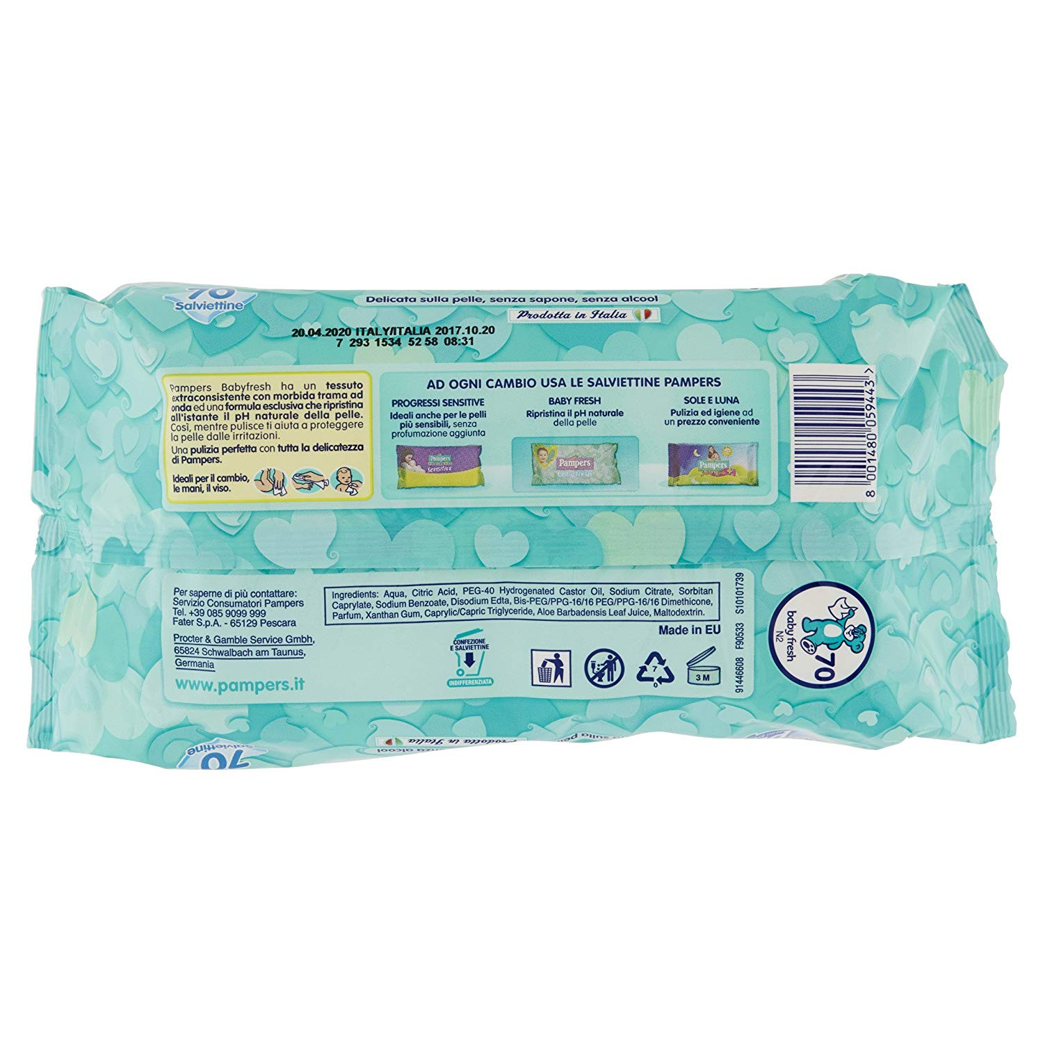 12 paquets de 70 pièces 840 lingettes Pampers Baby Fresh