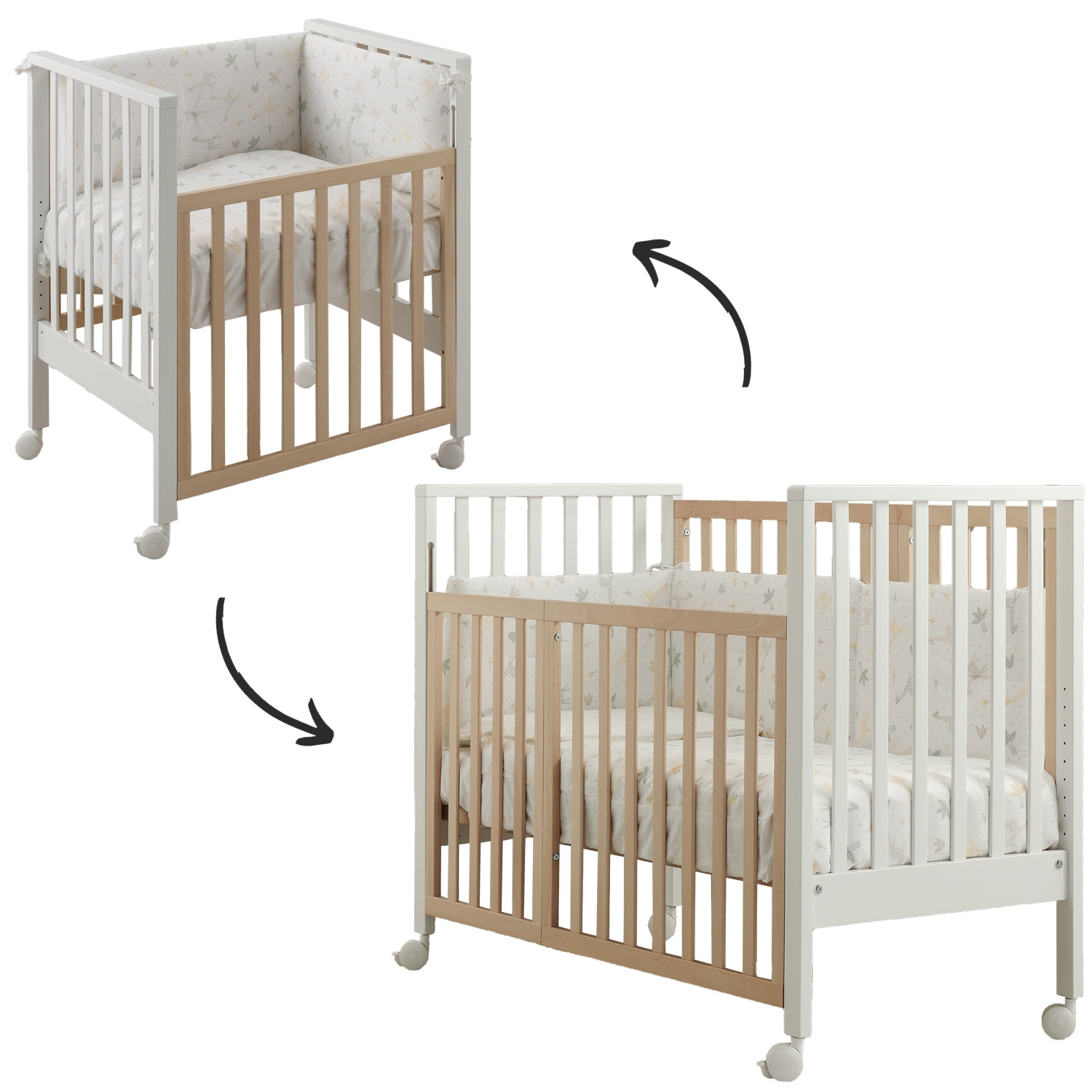 Erbesi Evolution Cot Complete – Kinderbett mit Doppelmatratze und kompletter Bettdecke