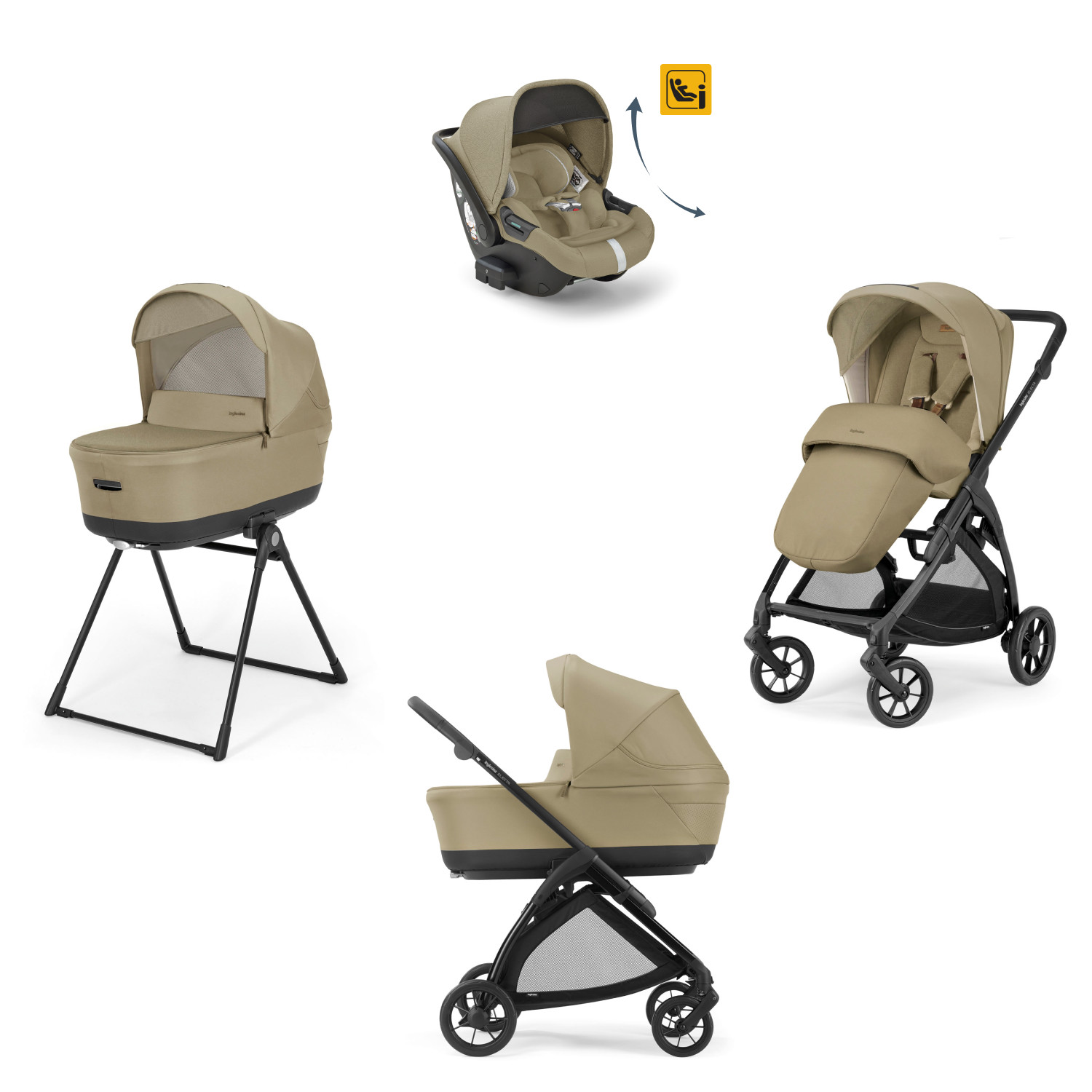 Trio Electa Inglesina con Seggiolino Auto Darwin Infant Recline - Dumbo Caramel