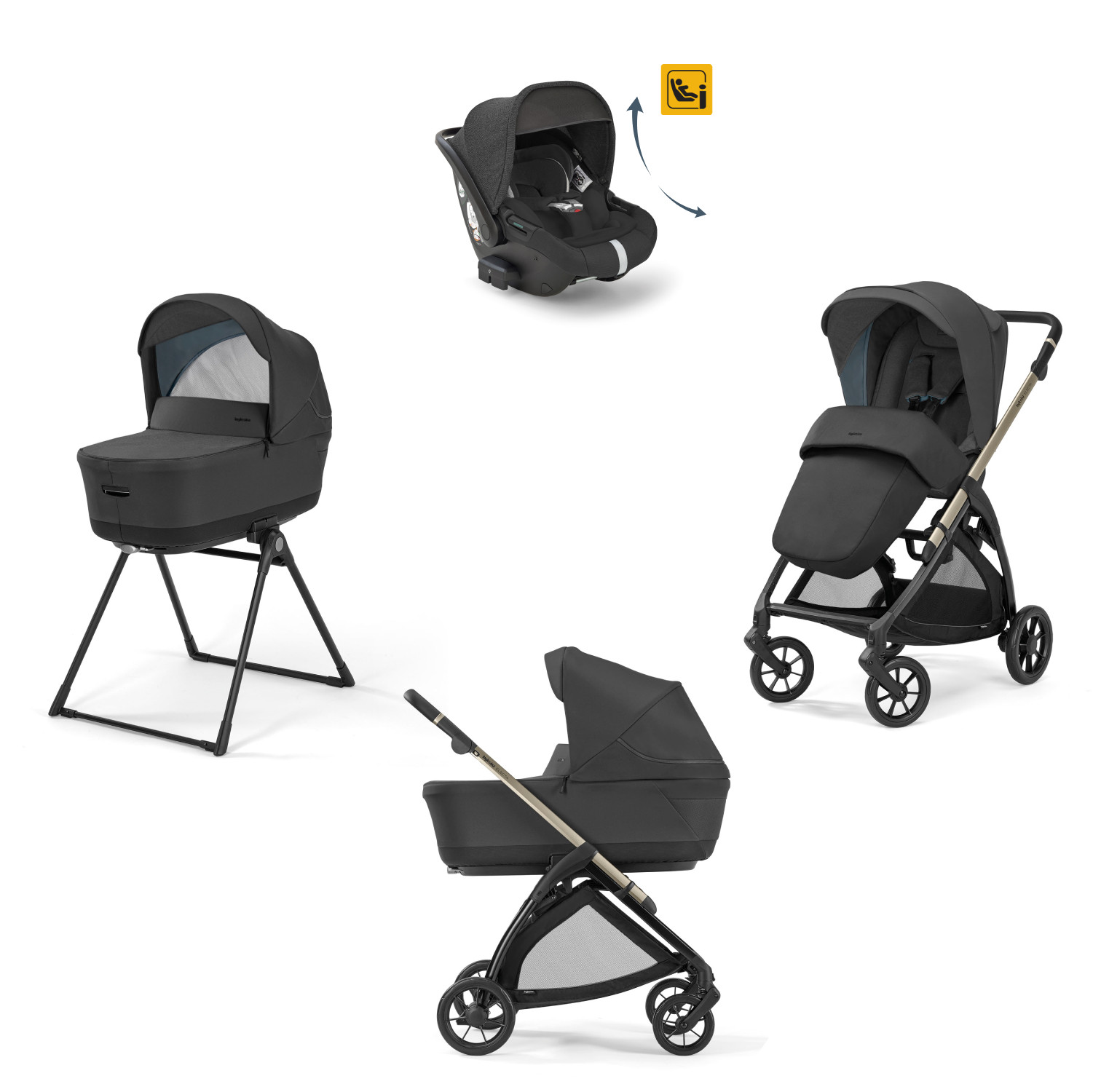 Trio Electa Inglesina con Seggiolino Auto Darwin Infant Recline - Upper Black