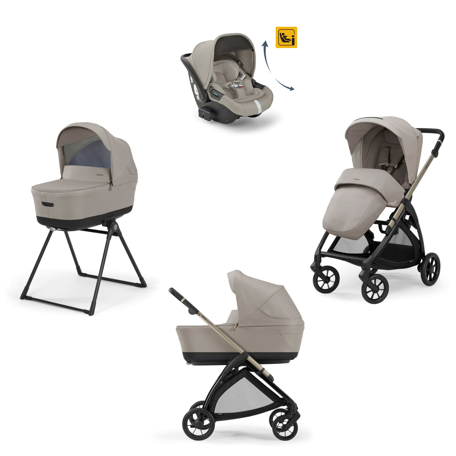 Trio Electa Inglesina con Seggiolino Auto Darwin Infant Recline - Battery Beige