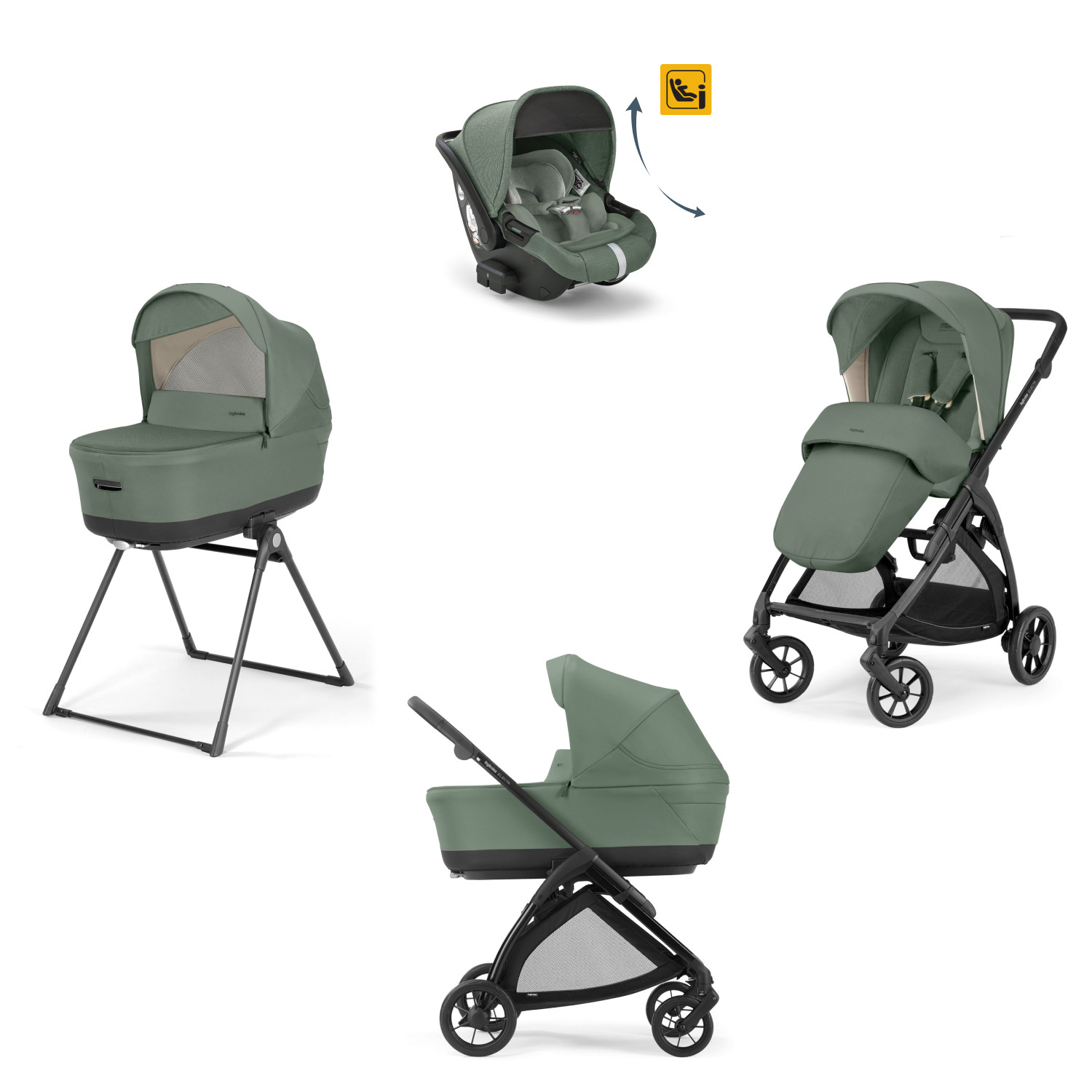 Trio Electa Inglesina con Seggiolino Auto Darwin Infant Recline - Murray Green