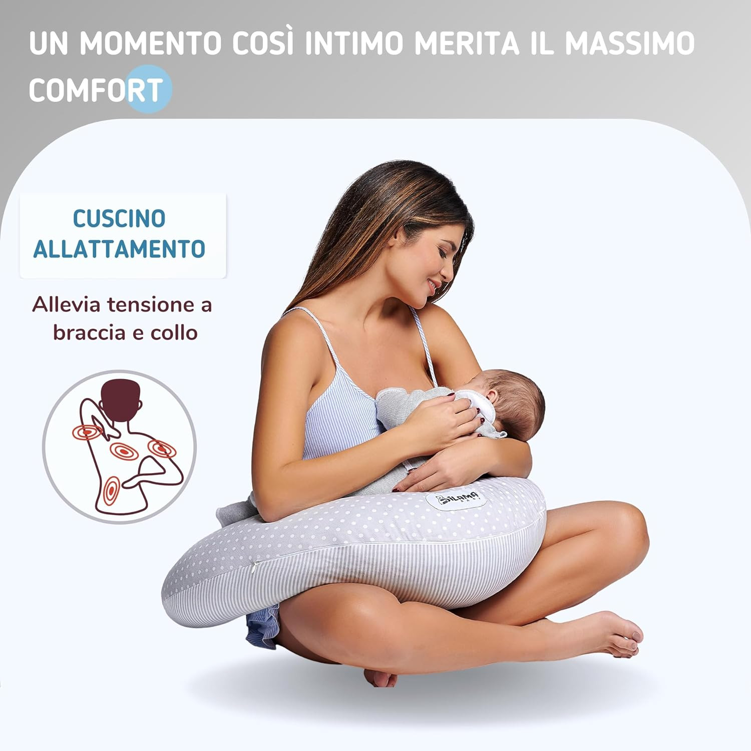 Cuscino Per Gravidanza E Allattamento XXL - Mamma E Bambino, 100% Cotone OEKO-TEX