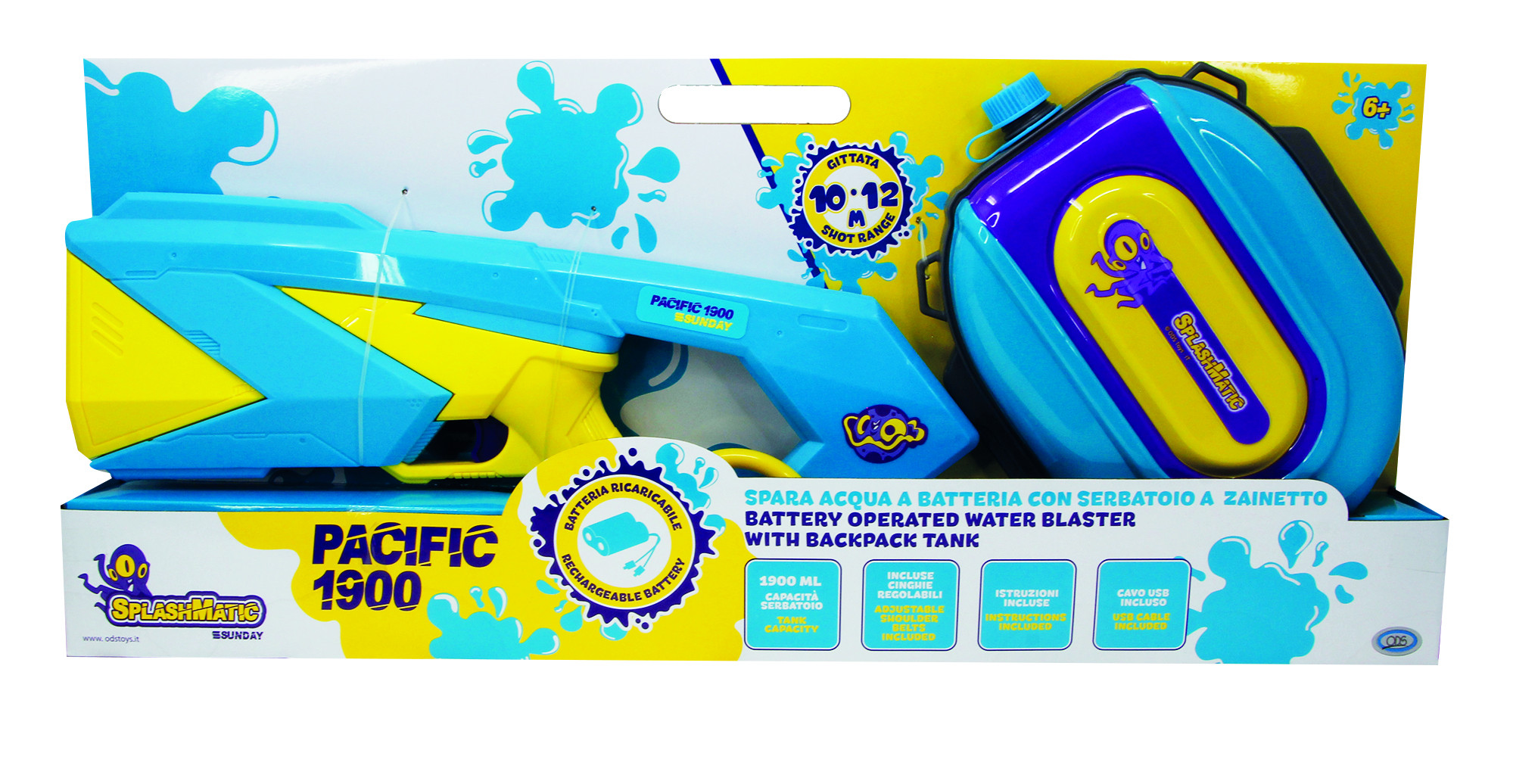 SplashMatic Spara Acqua a Batteria con Serbatoio a Zainetto Pacific 1900