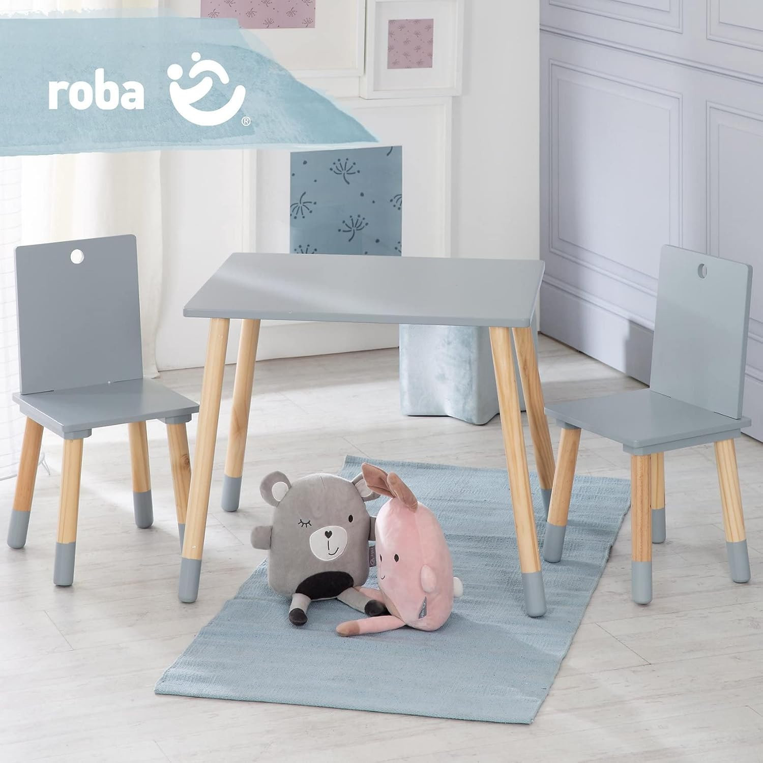 Roba - Set Tavolo e Sedie per Bambini Grigio