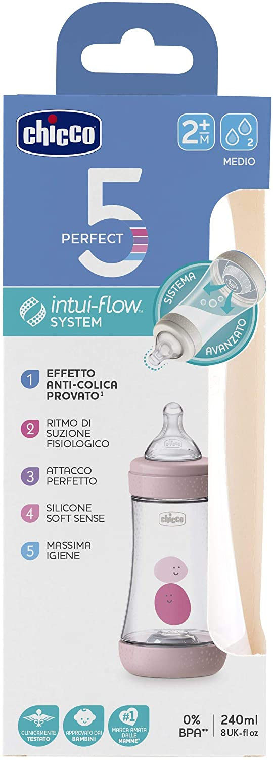 Biberon Chicco Perfect 5 - 300 ml - Rosa Kiss Me
