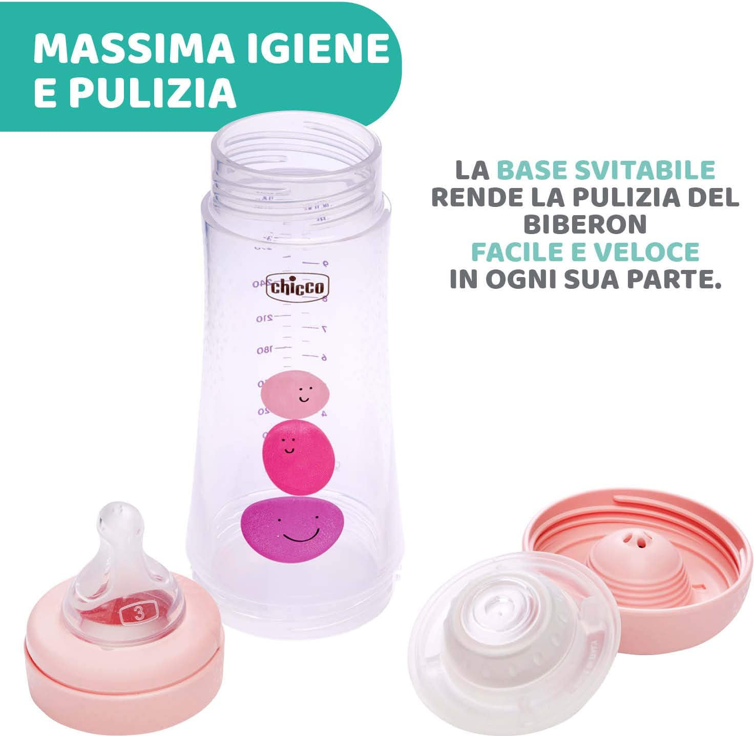 Biberon Chicco Perfect 5 - 300 ml - Rosa Kiss Me