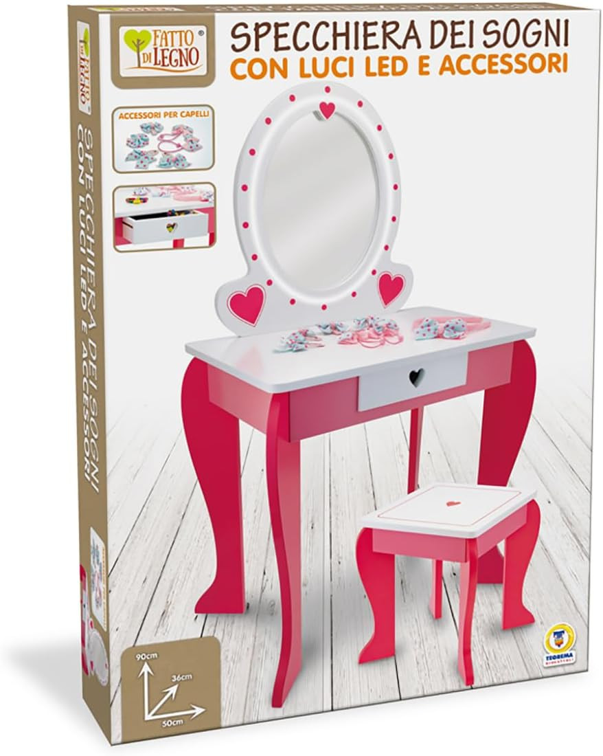 Specchiera Led e Sgabello in Legno