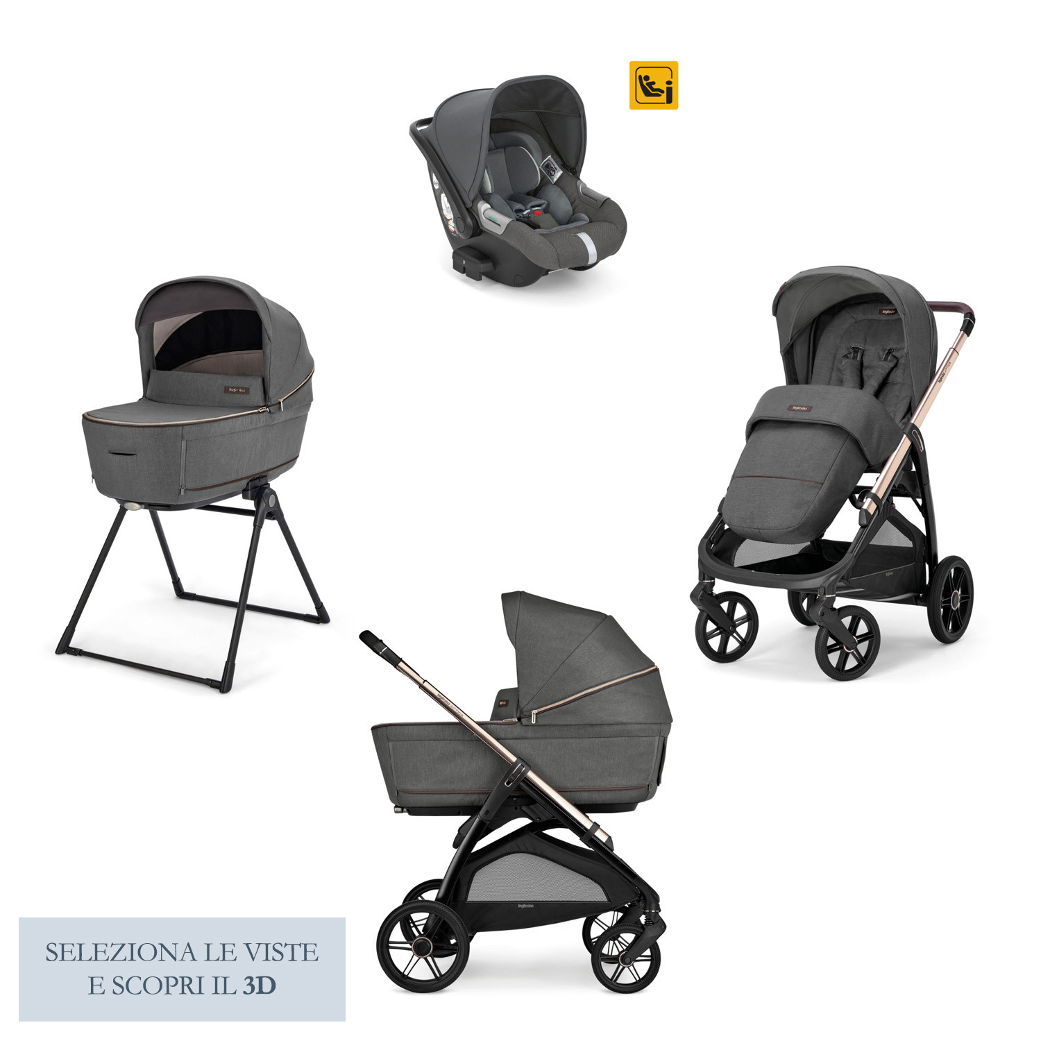Trio Inglesina Aptica Velvet Grey - Darwin Infant Recline
