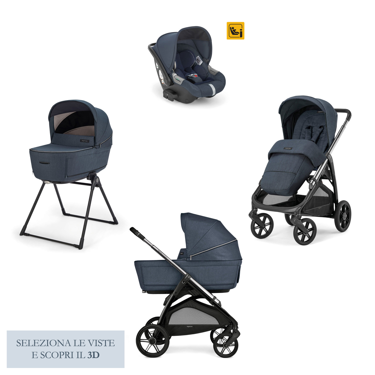 Trio Inglesina Aptica Resort Blue - Darwin Infant Recline