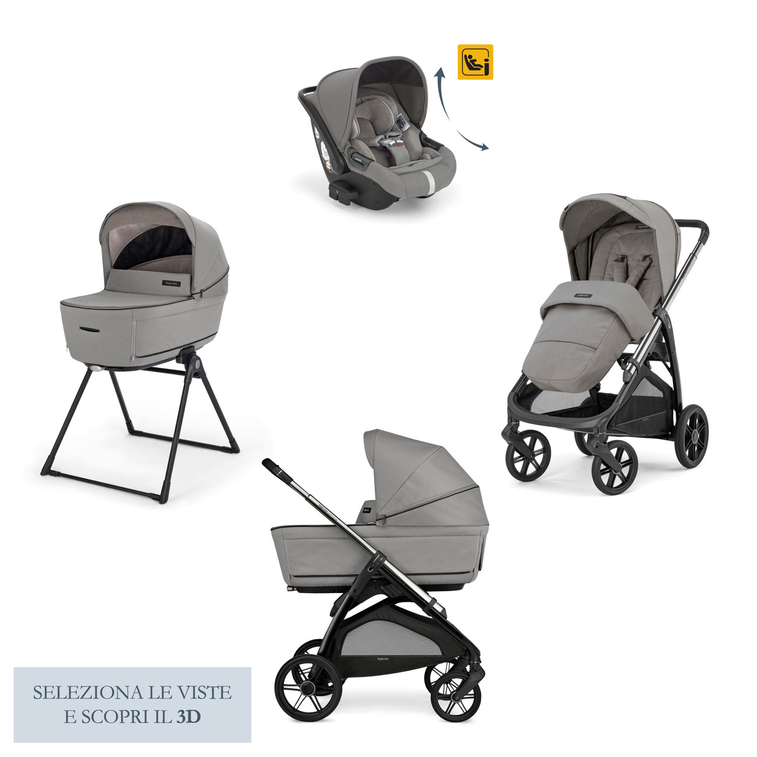 Trio Inglesina Aptica Platinum Grey - Darwin Infant Recline