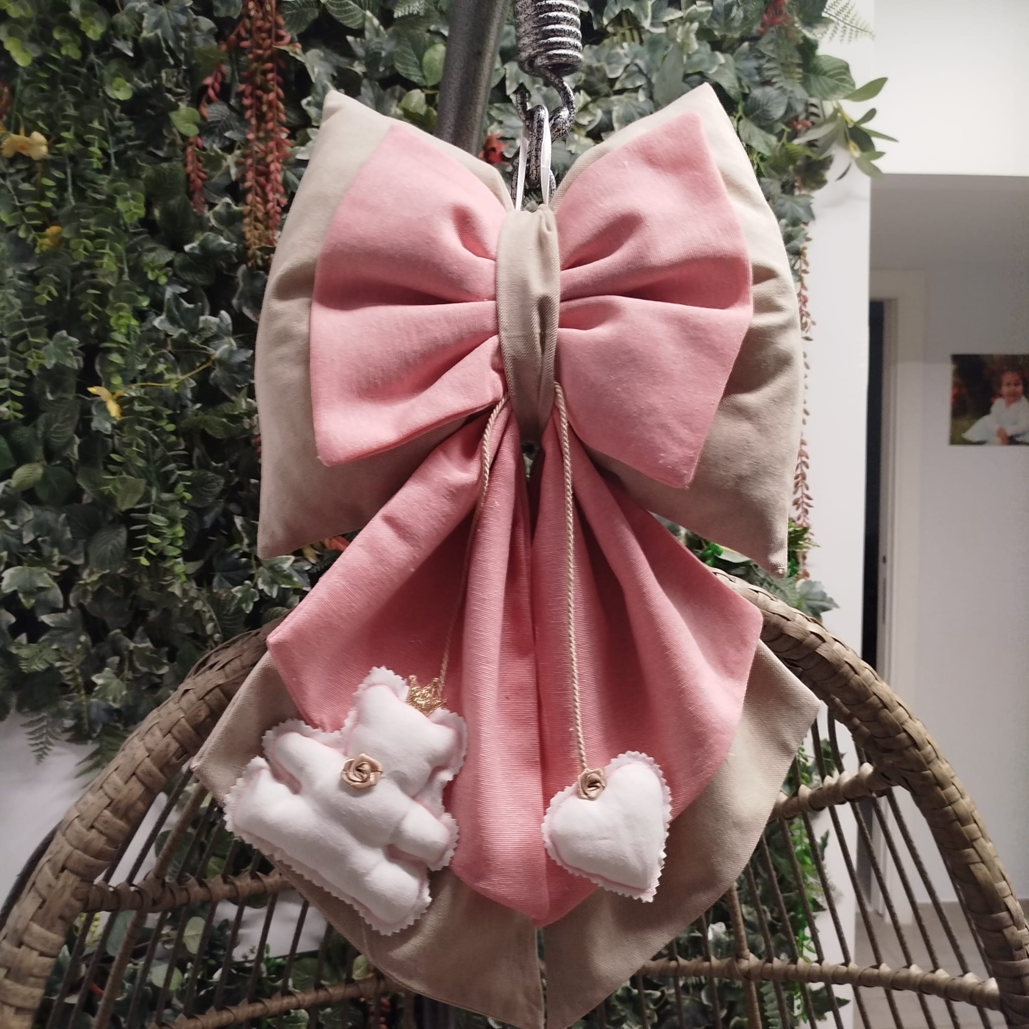 Fiocchi Nascita Artigianali Orso cuore Rosa