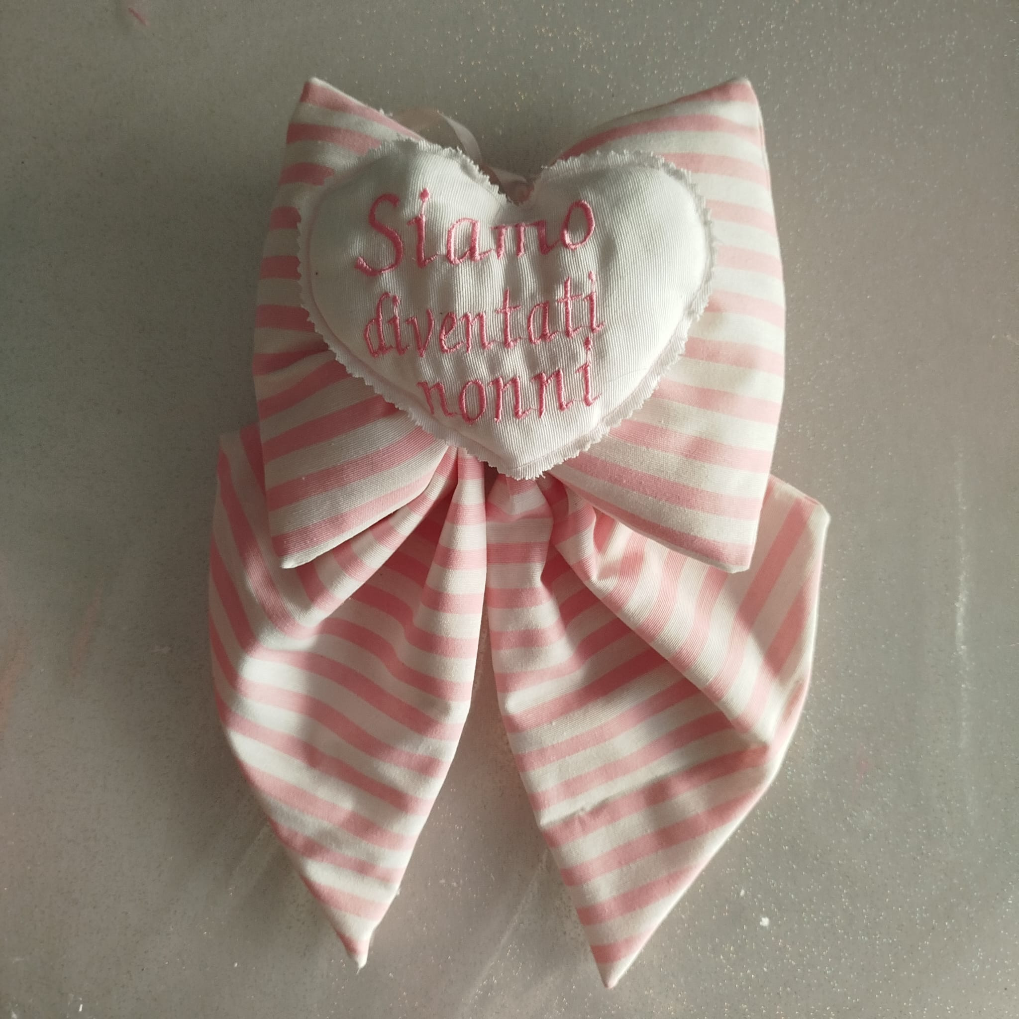 Fiocchi Nascita Artigianali Siamo diventati Nonni Rosa
