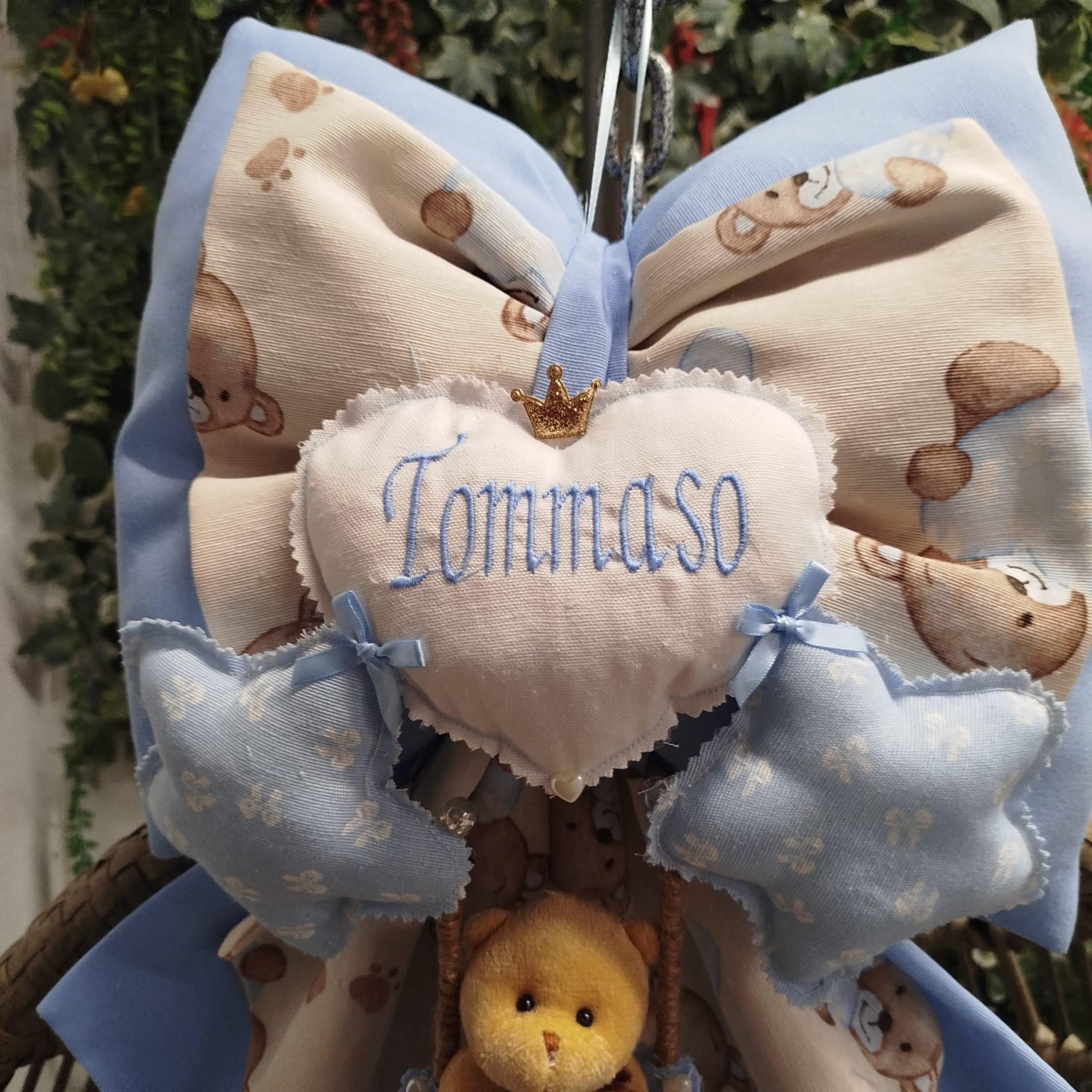 Fiocchi Nascita Artigianali Personalizzato Azzurro