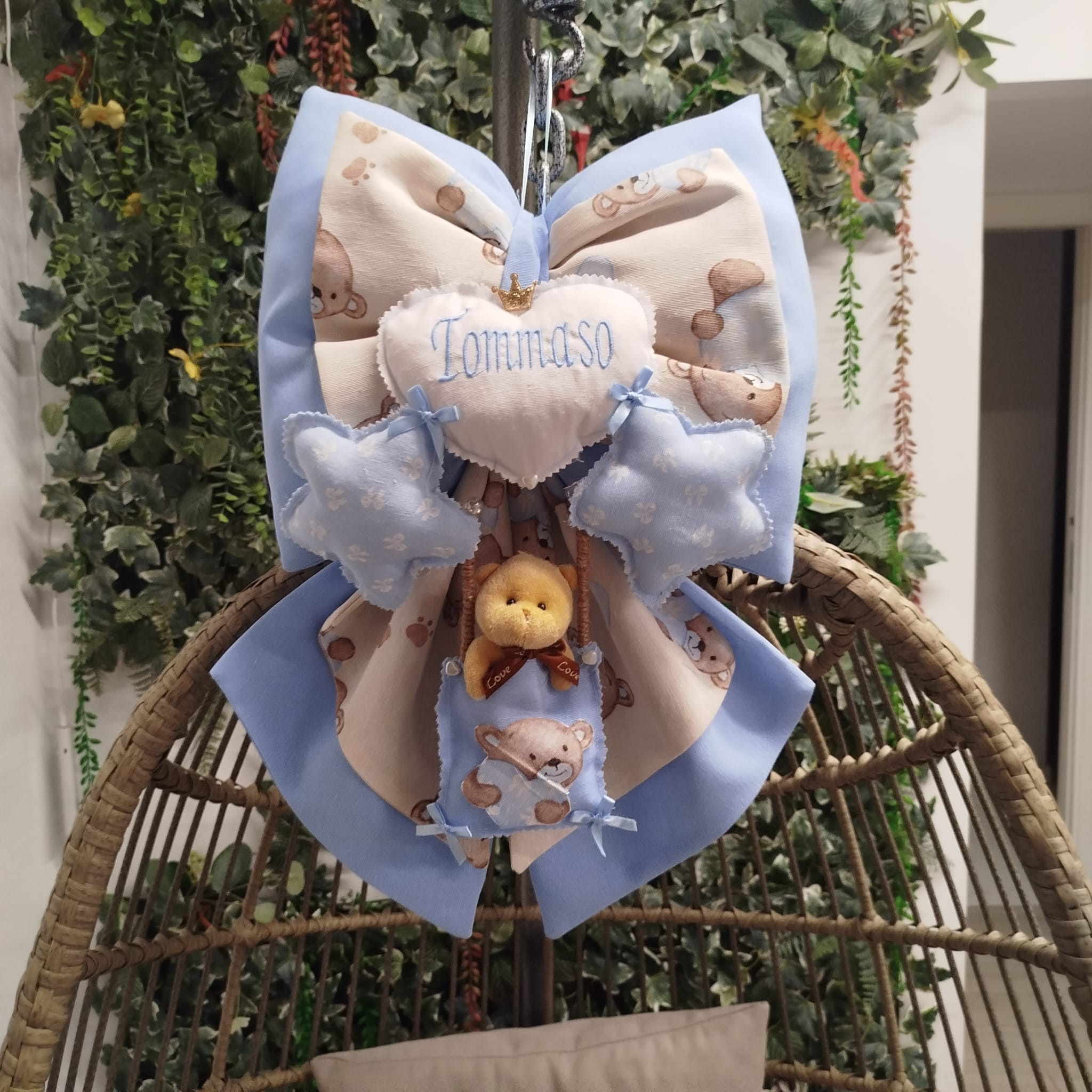 Fiocchi Nascita Artigianali Personalizzato Azzurro