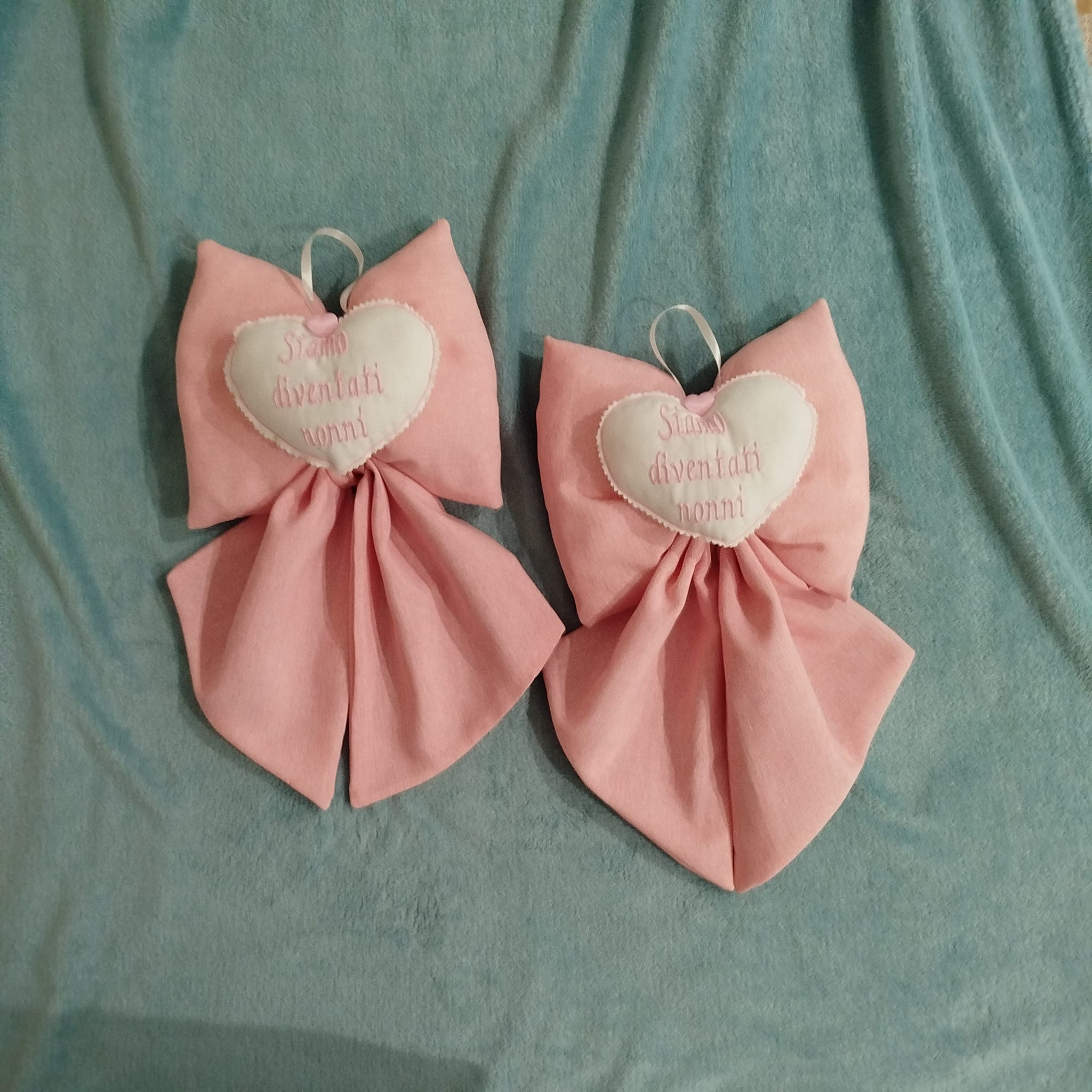 Coppia di Fiocchi Nascita Rosa Siamo diventati Nonni