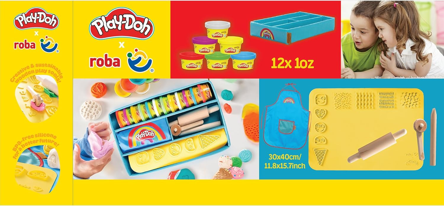 Play-Doh Set - 3D-Kreativmatte mit 12 Dosen