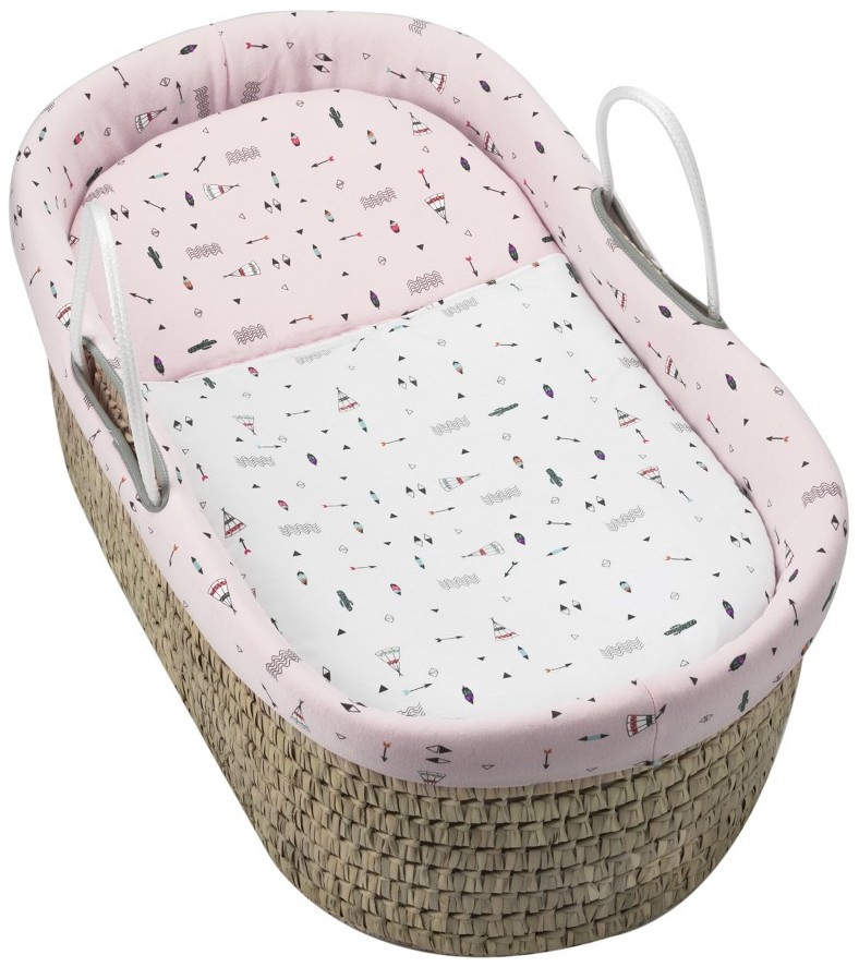 Weiden-Babykorb - Rosa