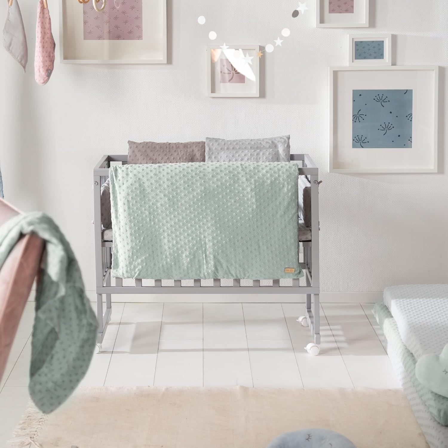 Parure de lit bébé en coton biologique vert