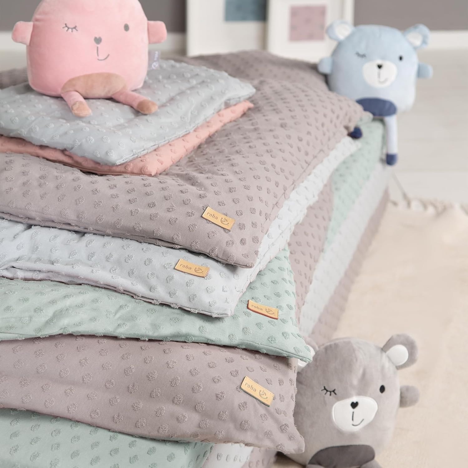 Parure de lit bébé en coton biologique vert