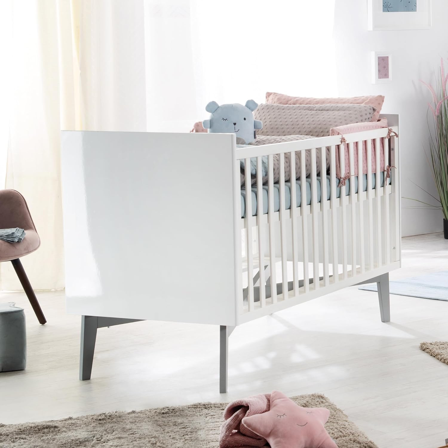Parure de lit bébé en coton bio gris