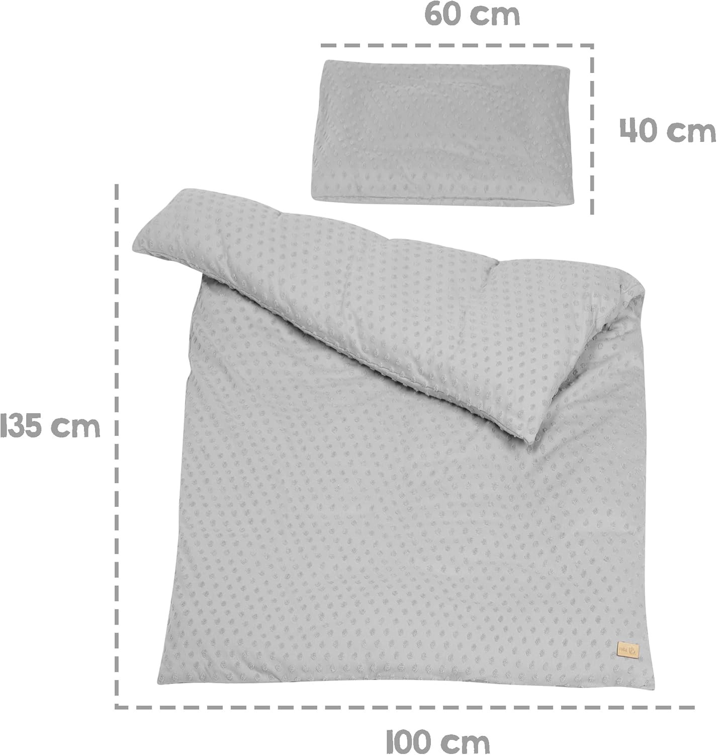 Parure de lit bébé en coton bio gris