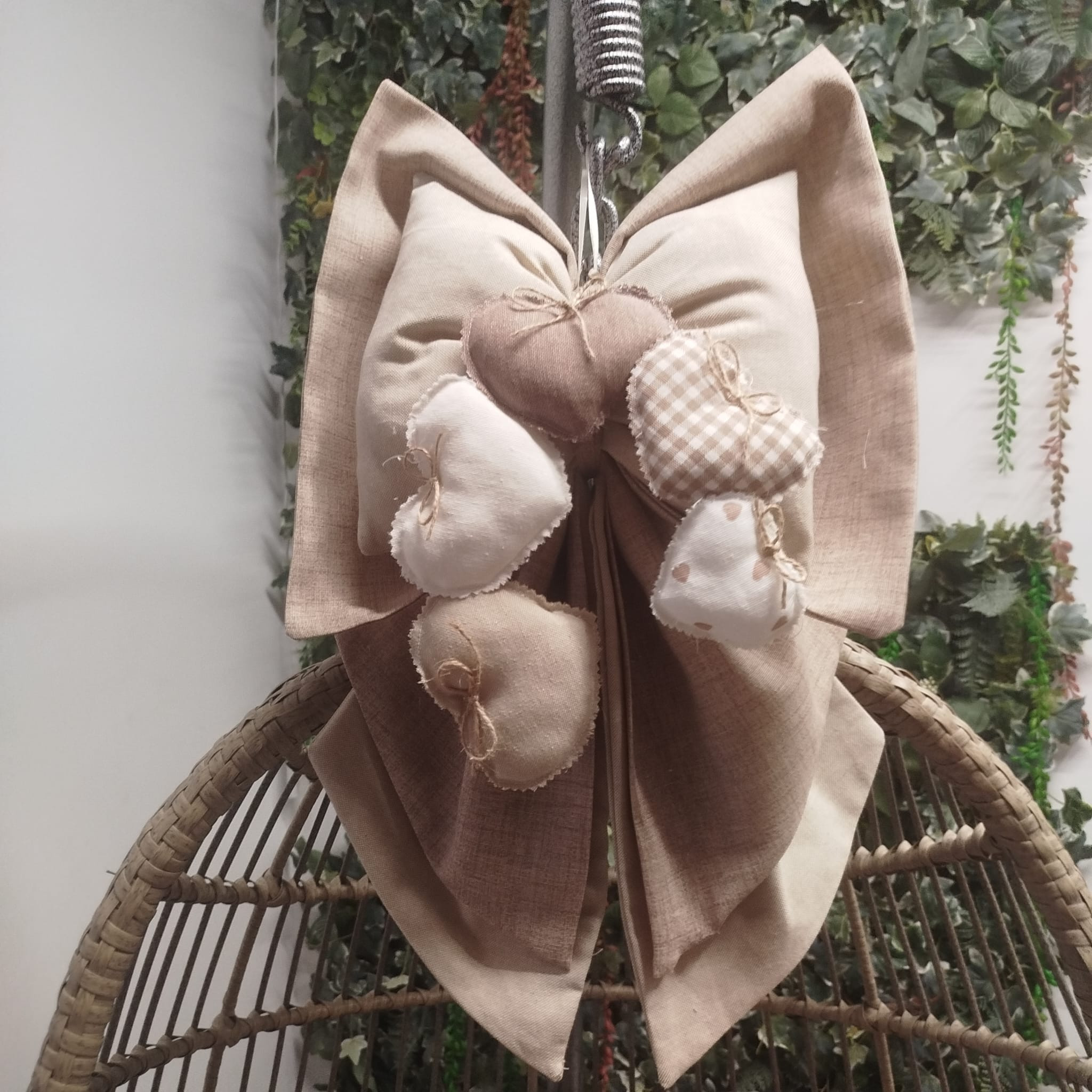 Fiocco Nascita Beige Cuore