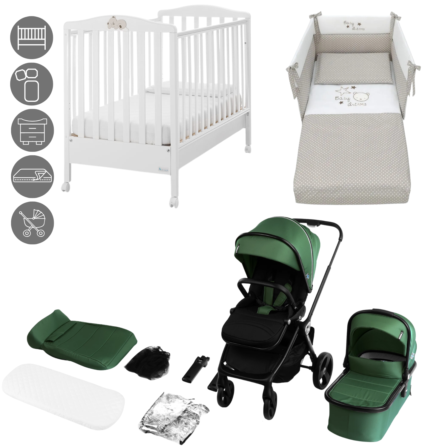 Lit bébé complet avec poussette Isbjiorn 2 en 1