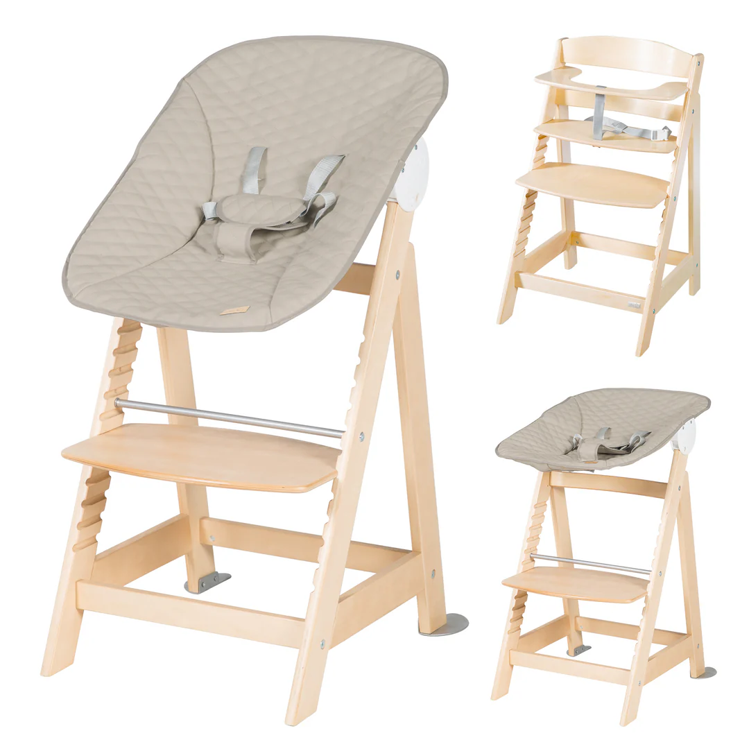 Born Up Set 2in1 Hochstuhl – Naturgrau