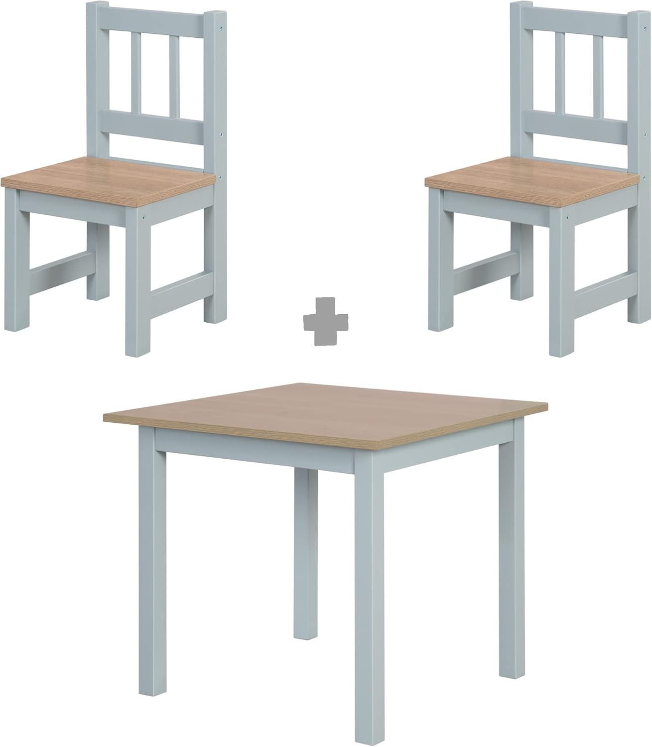 Ensemble table et 2 chaises Woody Grey