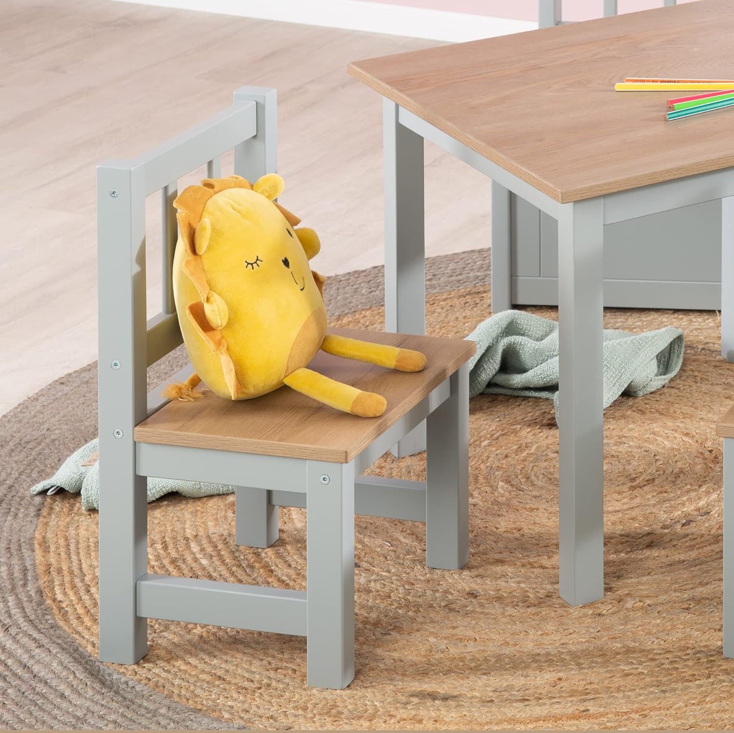 Ensemble table et 2 chaises Woody Grey
