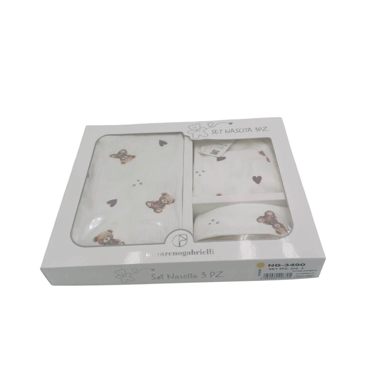 Ensemble bébé 3 pièces en coton beige chaud