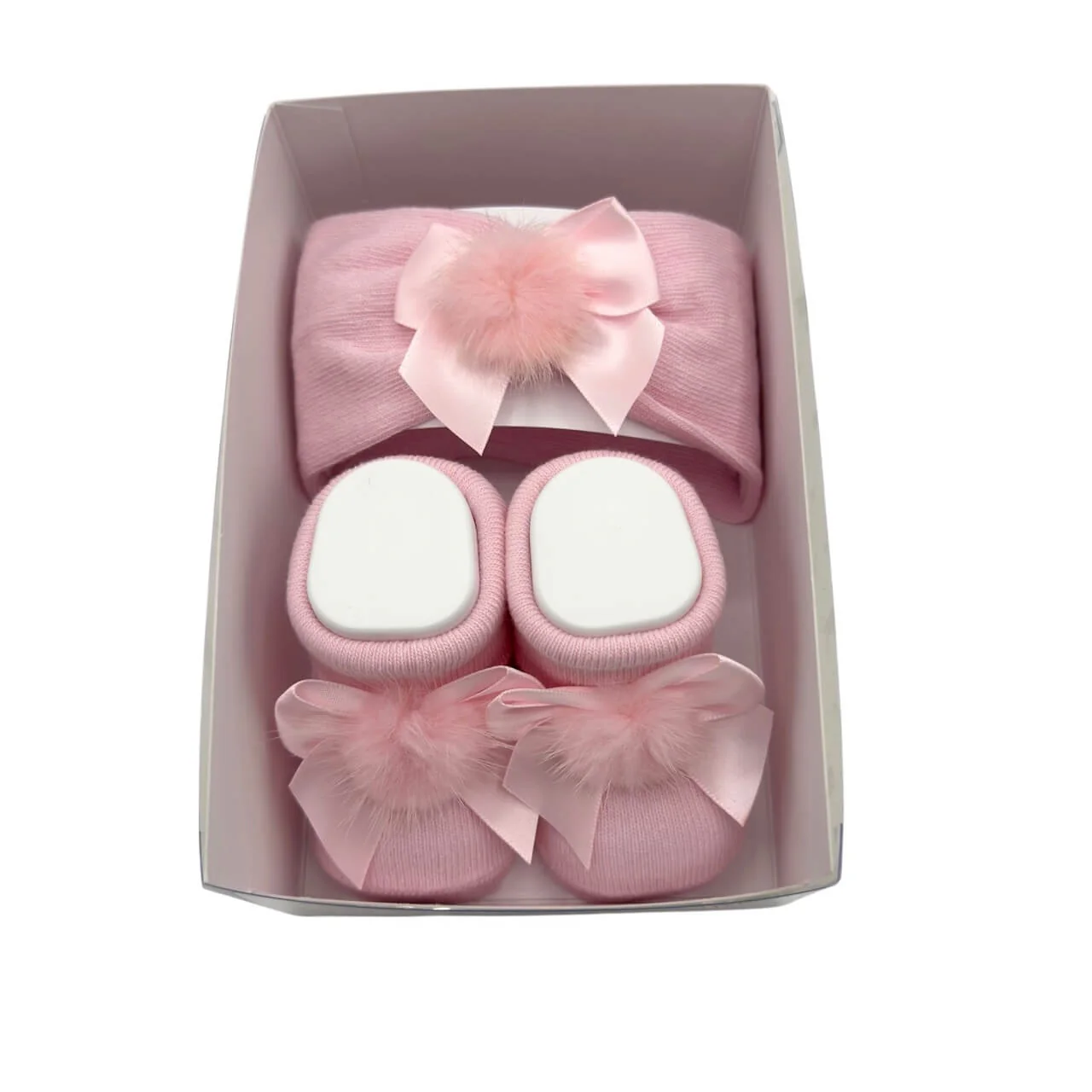 Ensemble bandeau et chaussures en coton chaud 0/6 mois Rose