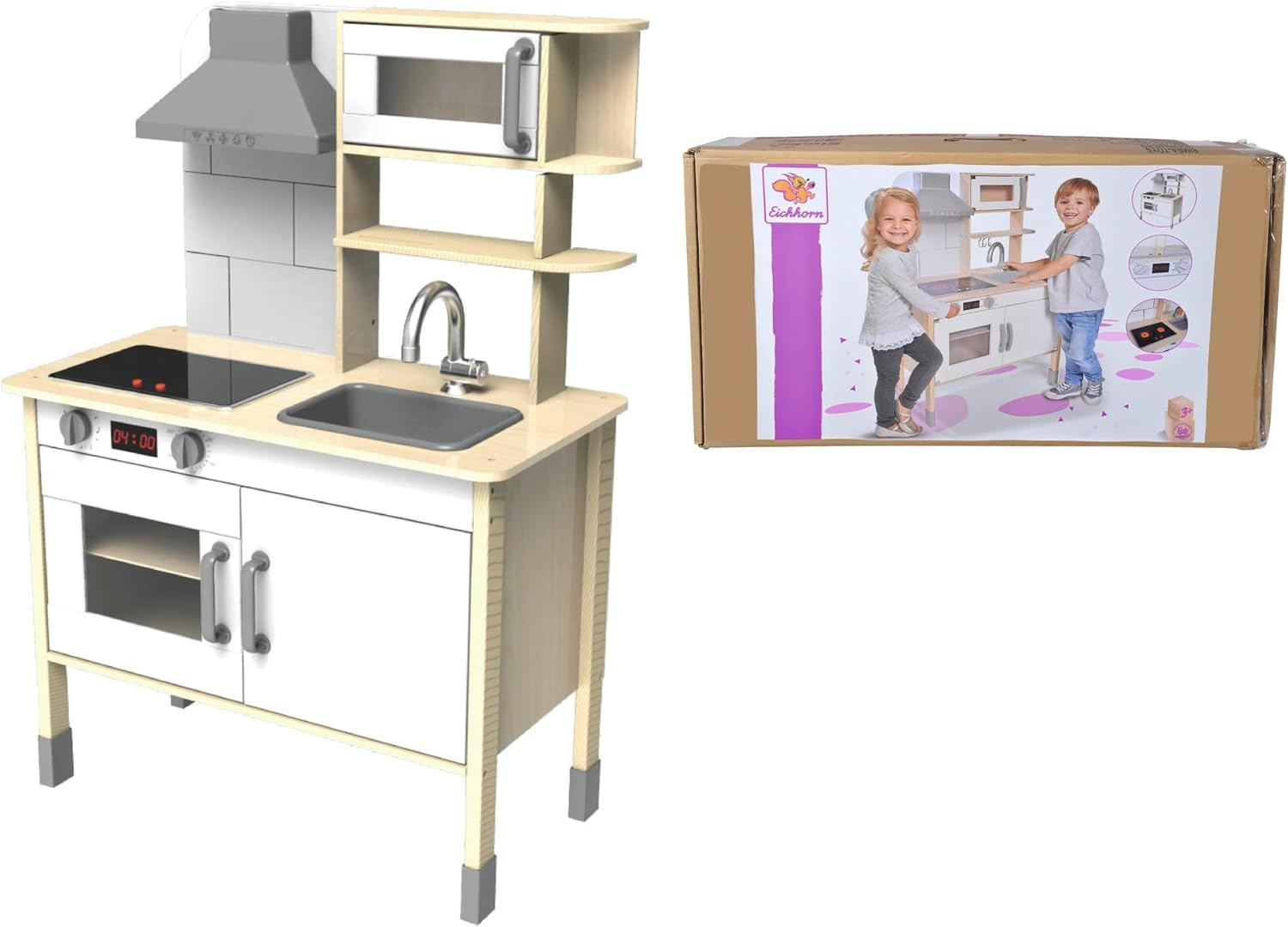 Cocina de juguete de madera de pino y tilo