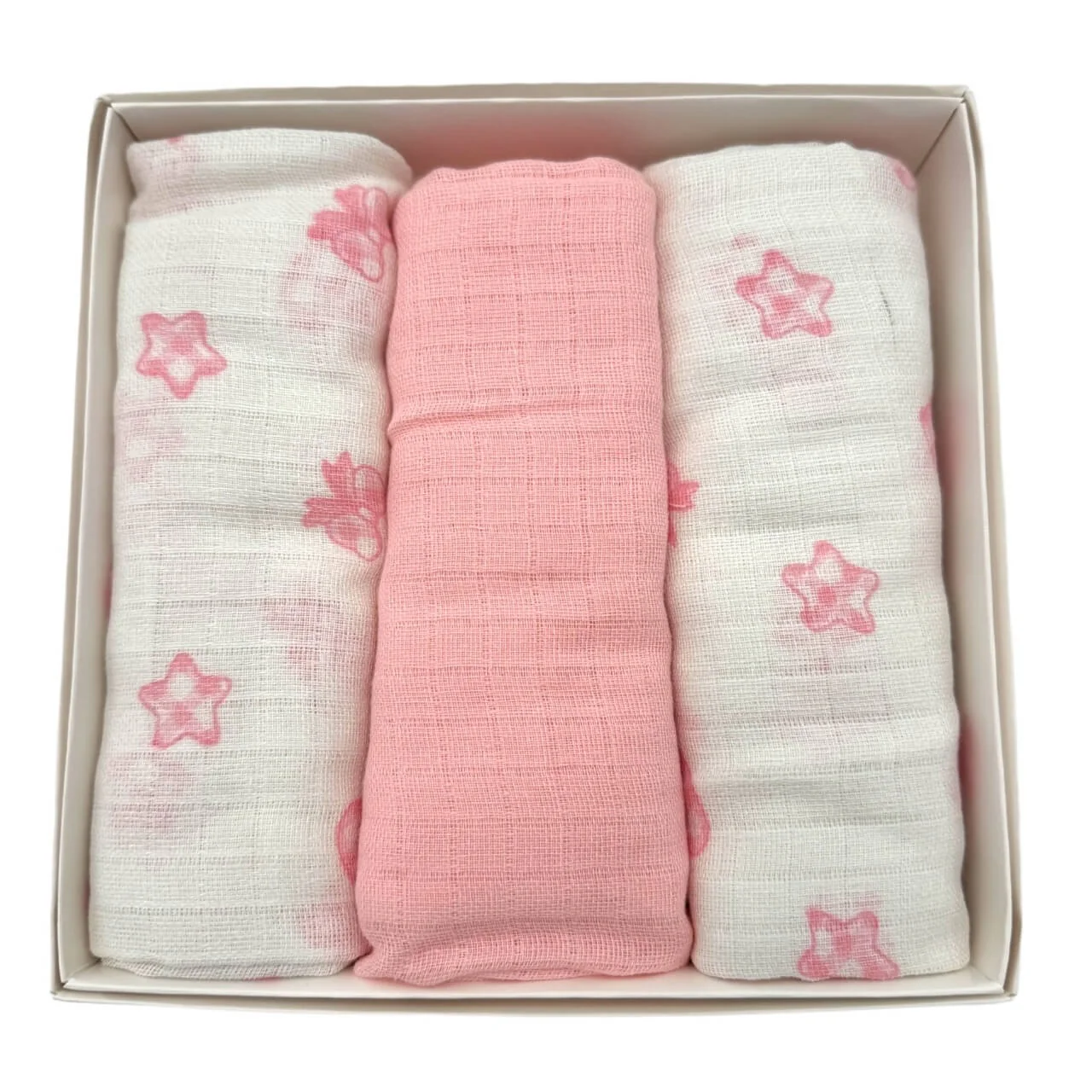Lot de 3 mousselines de coton 70 x 70 Melanie Rose