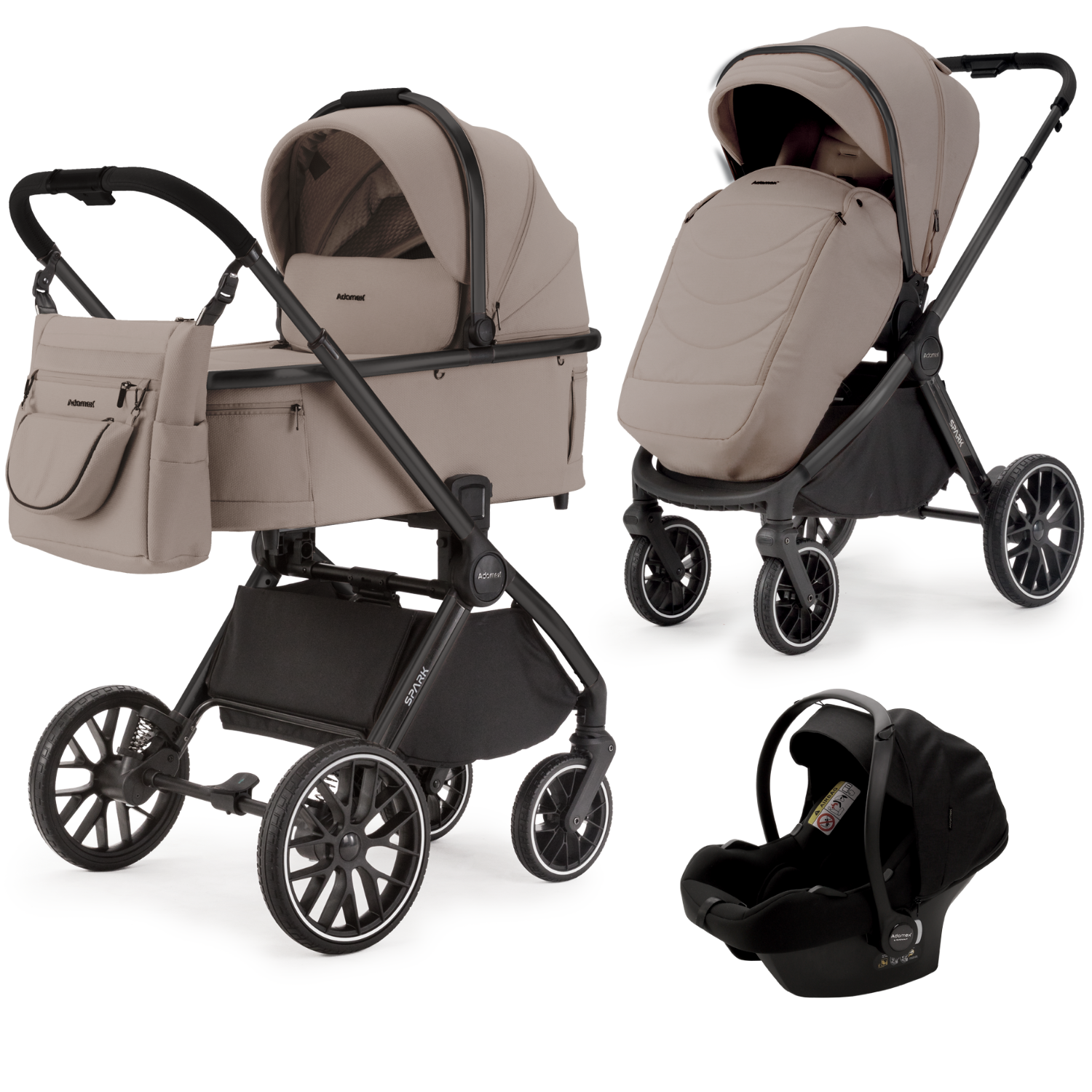 Kombikinderwagen Adamex Spark - Latte