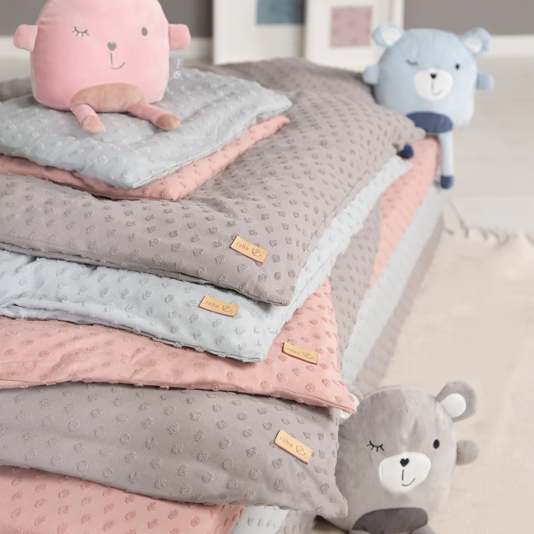 Parure de lit bébé en coton bio rose