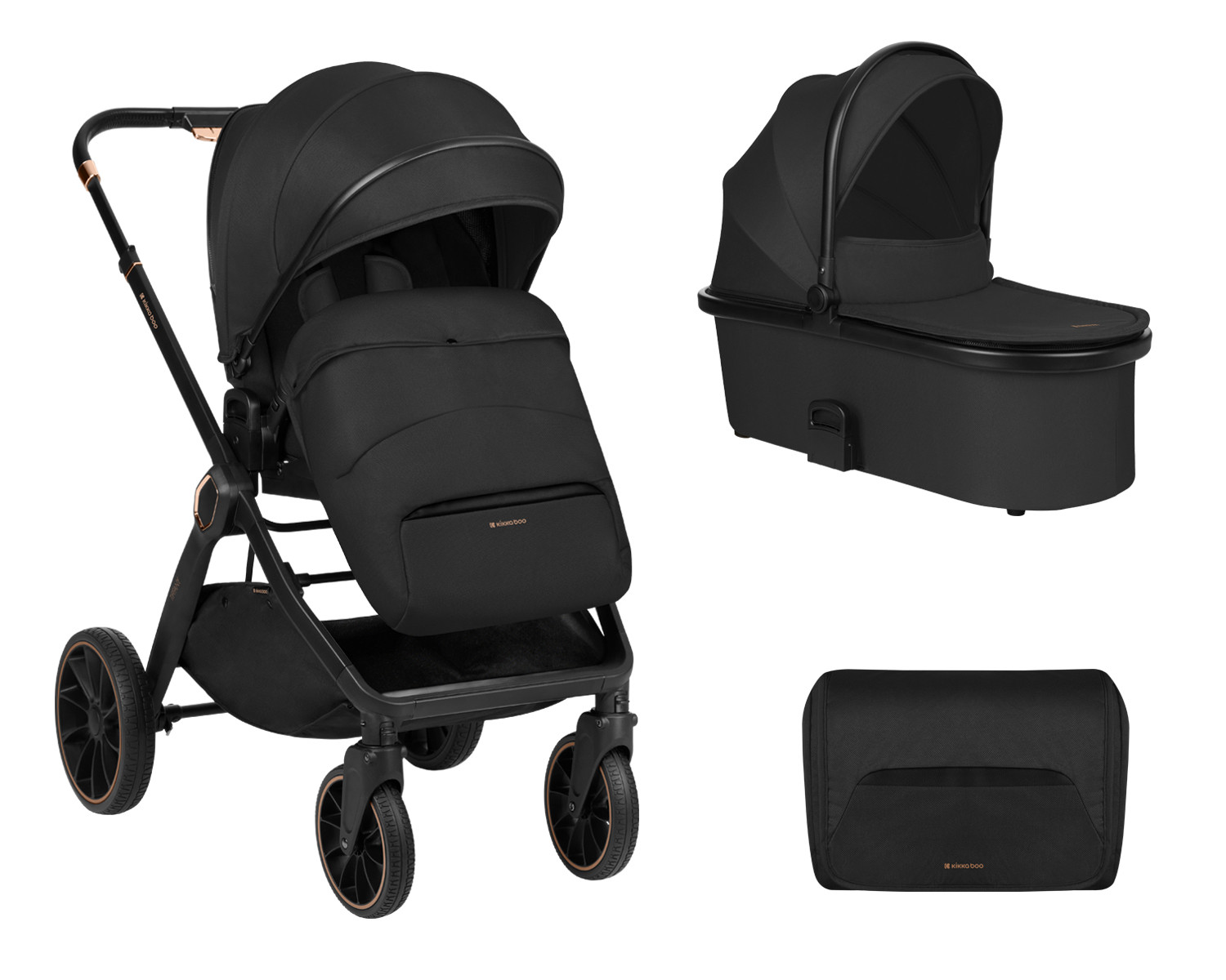Poussettes Duos et Poussettes 2 en 1 kikkaboo Tiffany- trio- Black