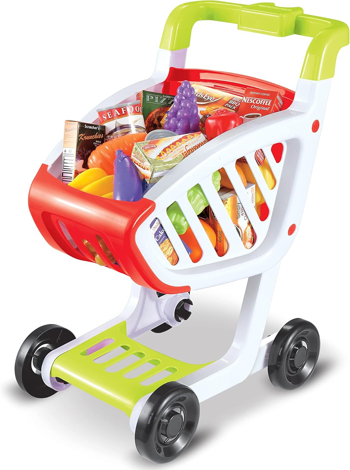 Carrito de compras con accesorios