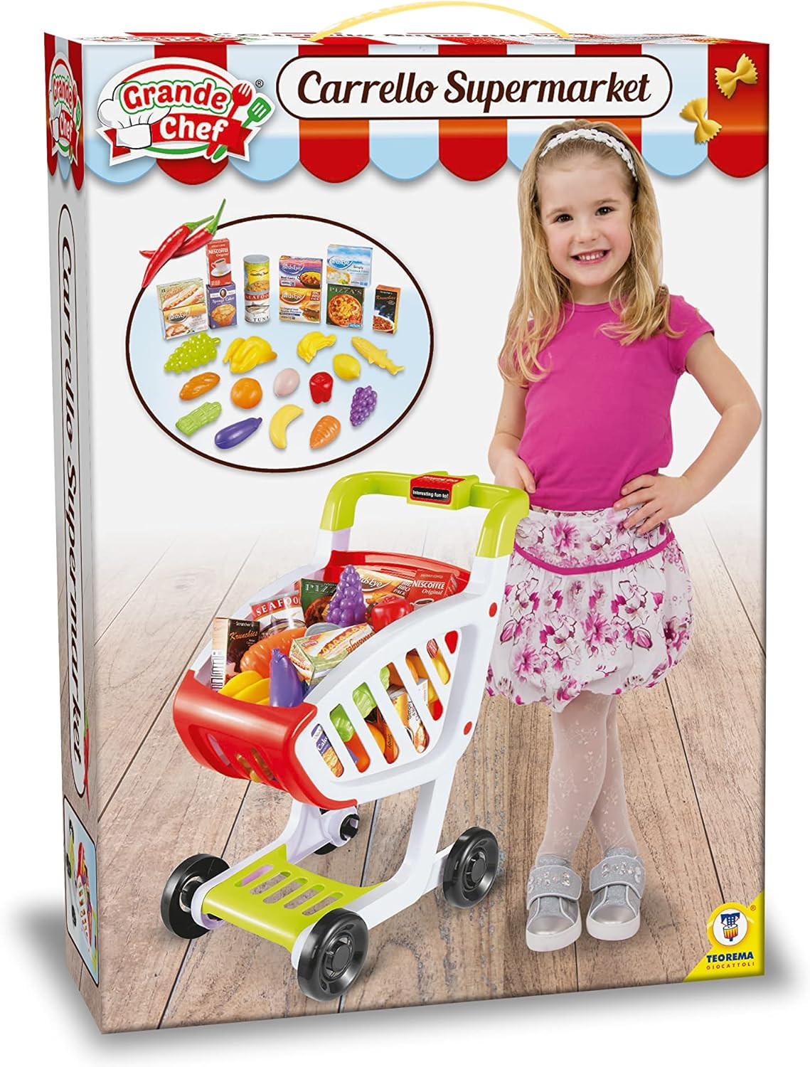 Carrito de compras con accesorios