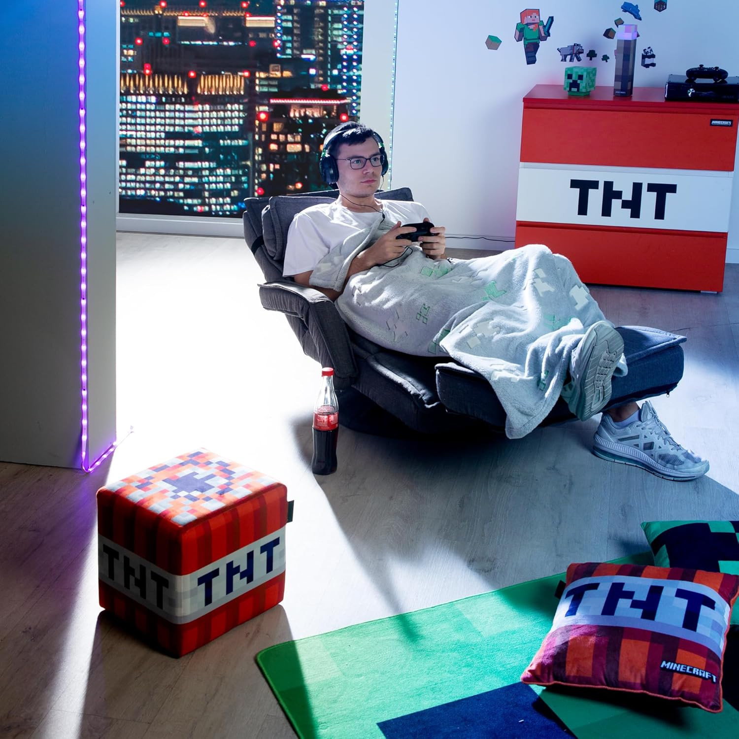 MINECRAFT - Morbida coperta che si illumina al buio