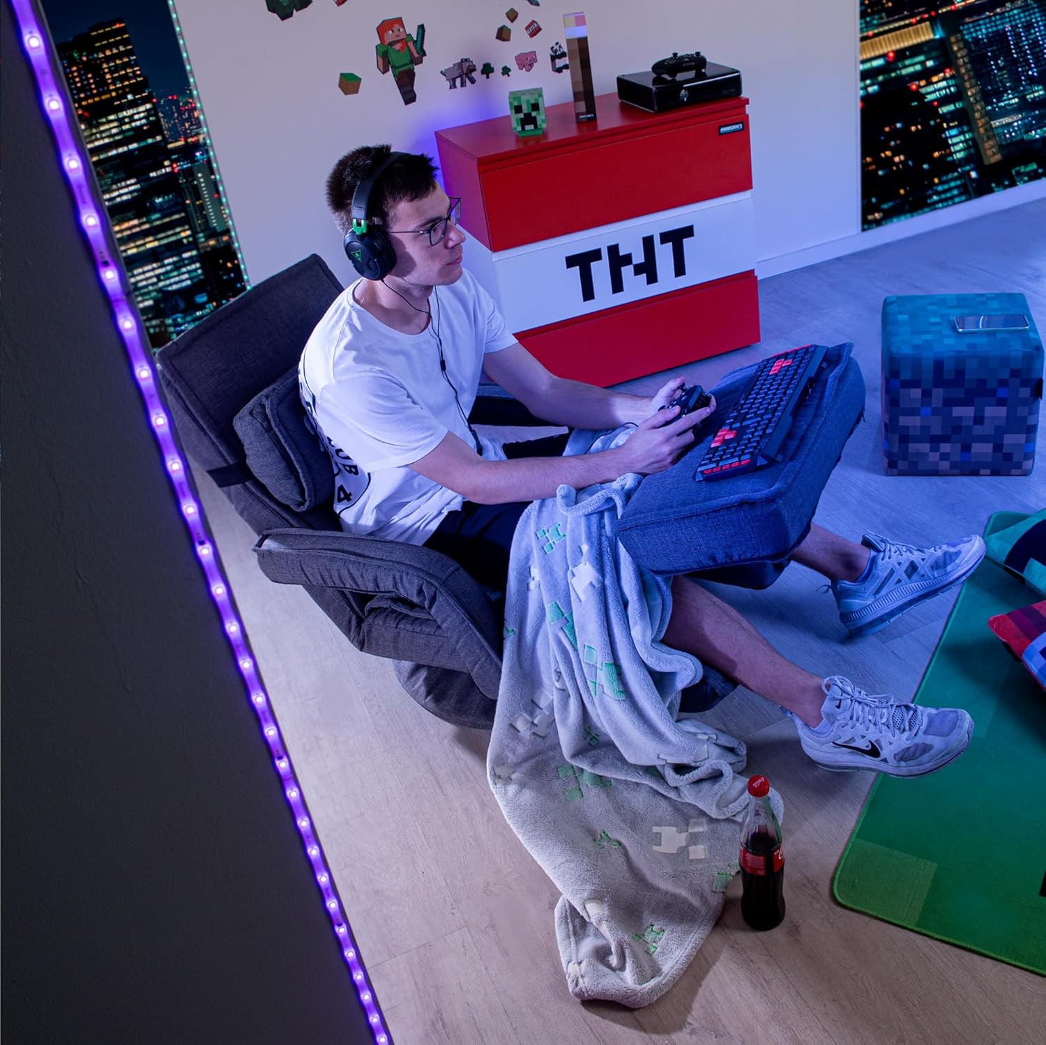 MINECRAFT - Morbida coperta che si illumina al buio