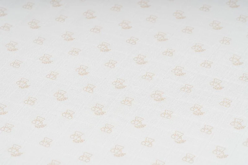 Juego de 3 muselinas Nanan con estampado de oso, 80 x 80 cm, color beige