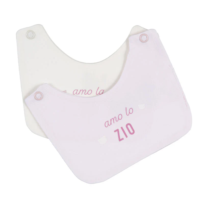 Nanan-Lätzchen mit dem pinken Aufdruck „Ich liebe meine Tante/meinen Onkel“