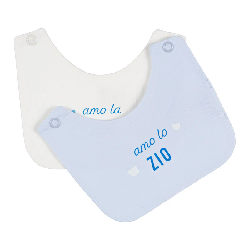 Bavoirs Nanan avec inscription bleue « J'aime tante/oncle »