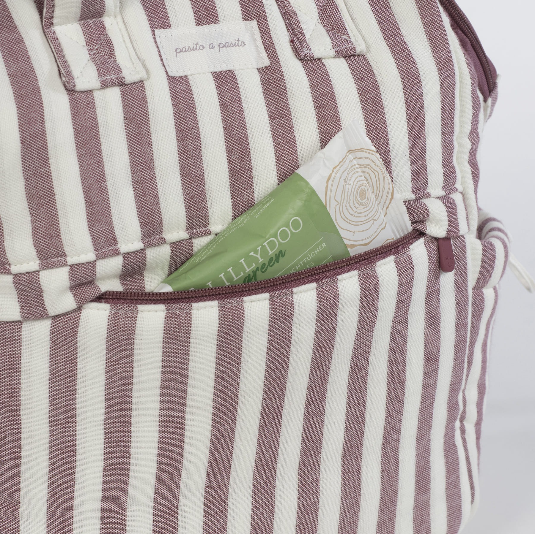 Mochila de rayas de cereza Pasito a Pasito