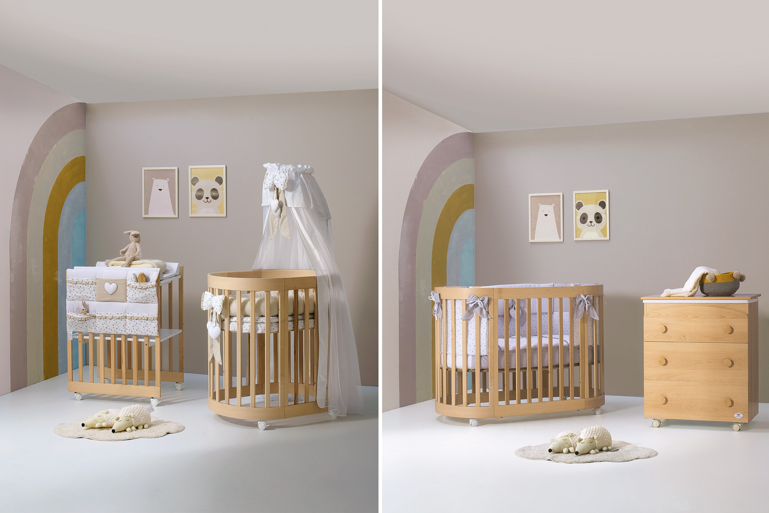 Babybett mitwachsend Cuoricini Leonardo-Naturale
