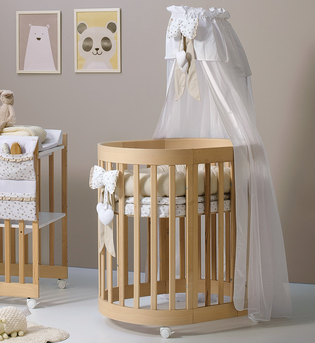 Babybett mitwachsend Cuoricini Leonardo-Naturale