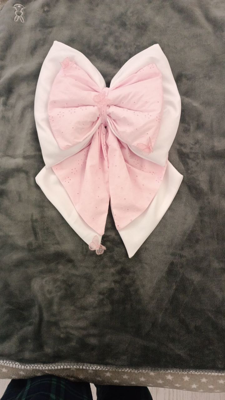 Fiocco Nascita Rosa In Sangallo